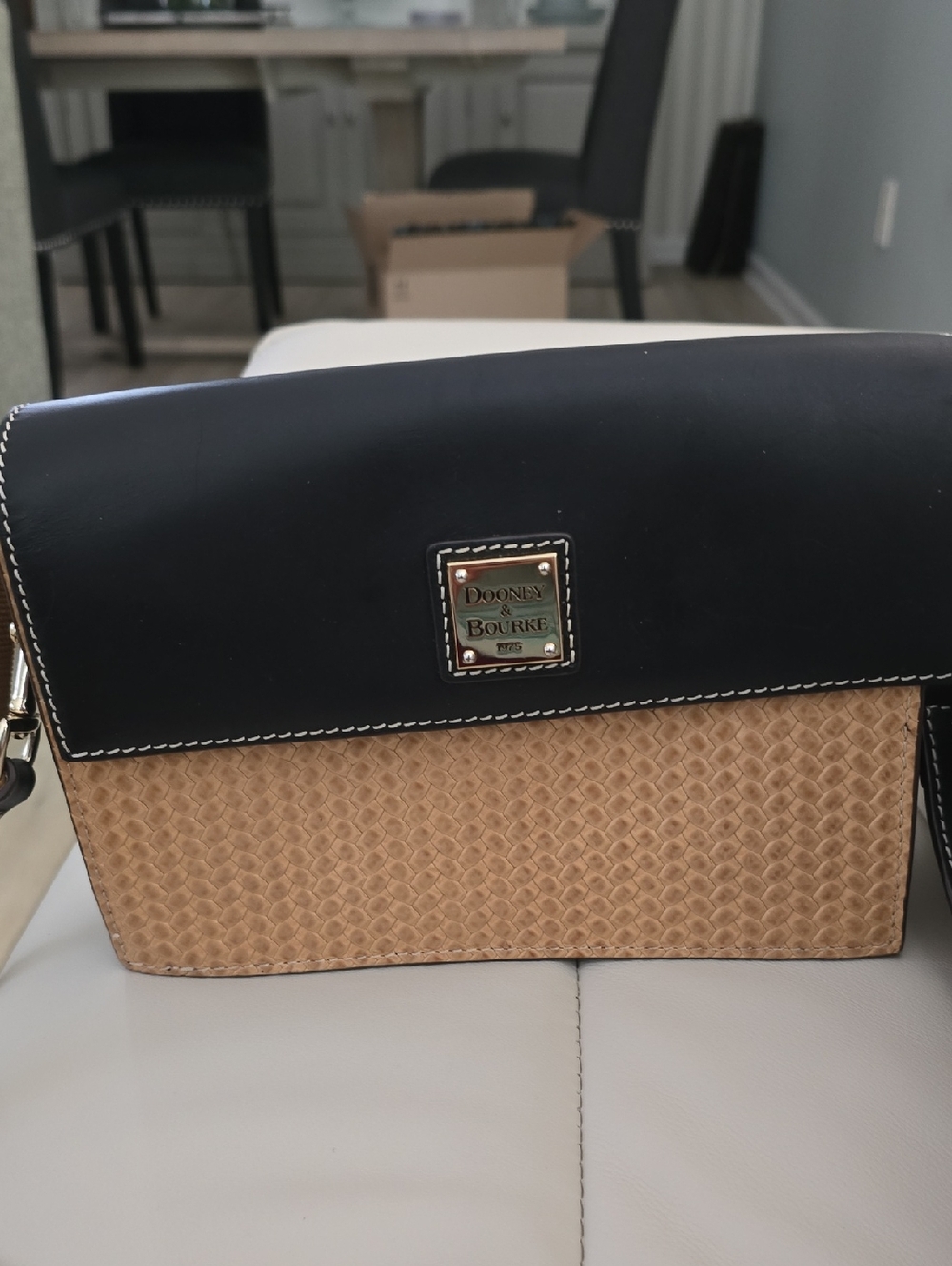 Dooney & Bourke Black and Tan Textured Crossbody Bag